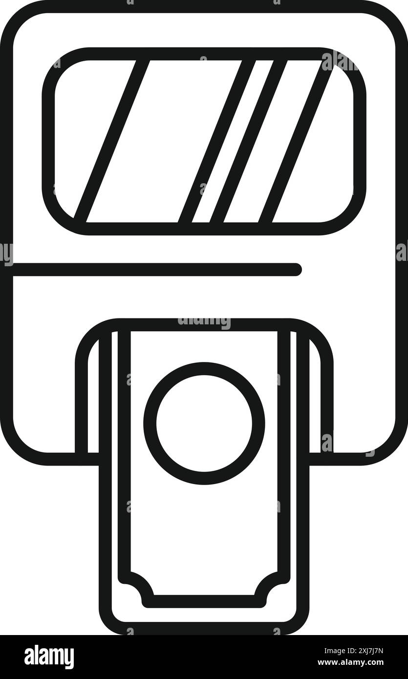 Bancomat che accetta l'icona di una banconota illustrazione del vettore a linea sottile Illustrazione Vettoriale