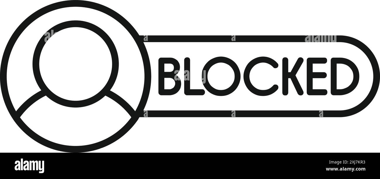 Il profilo dell'icona di una persona è bloccato dall'accesso a Internet per motivi di sicurezza Illustrazione Vettoriale