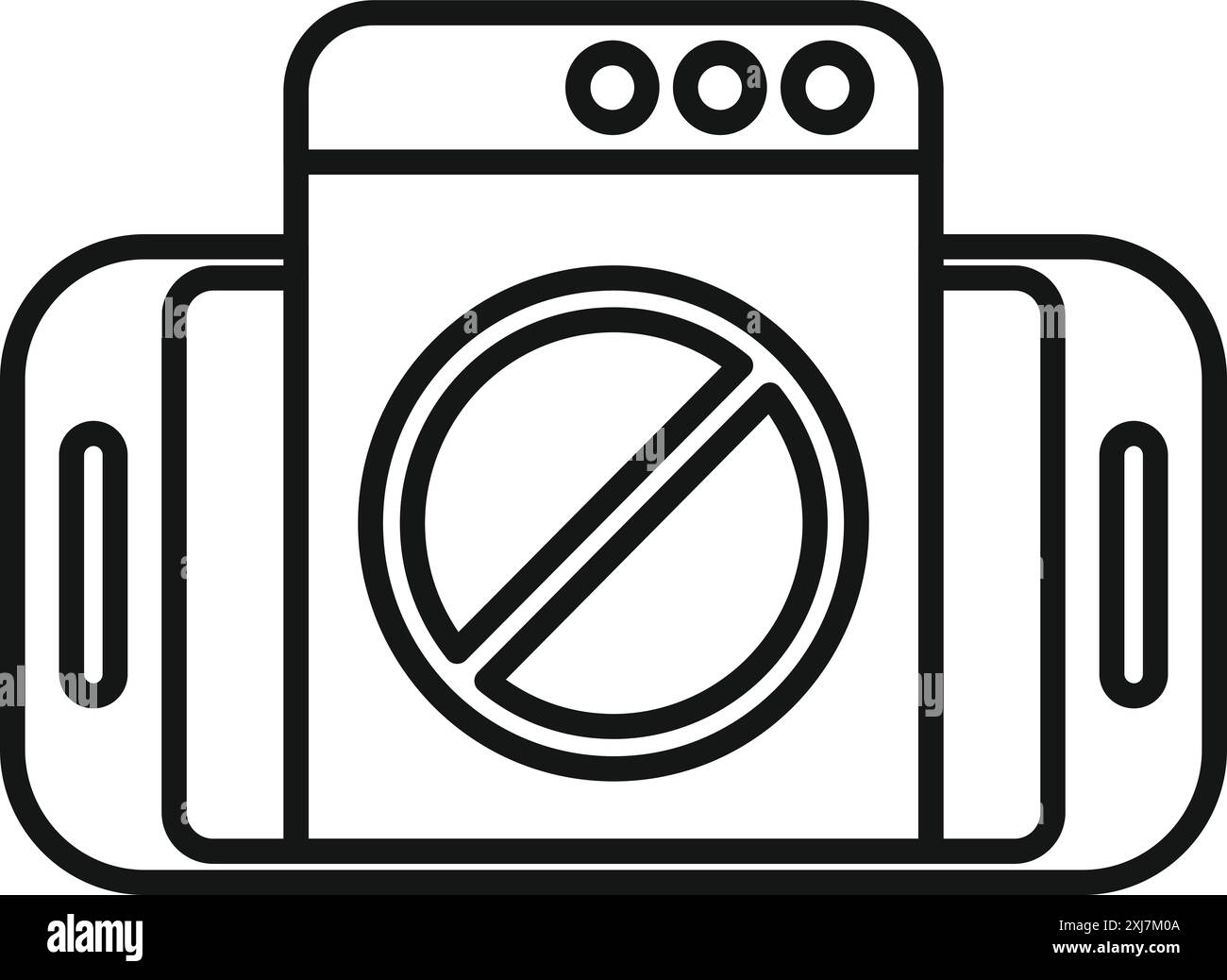 Il telefono cellulare mostra un sito Web con un segnale di stop, che rappresenta il concetto di sicurezza online Illustrazione Vettoriale