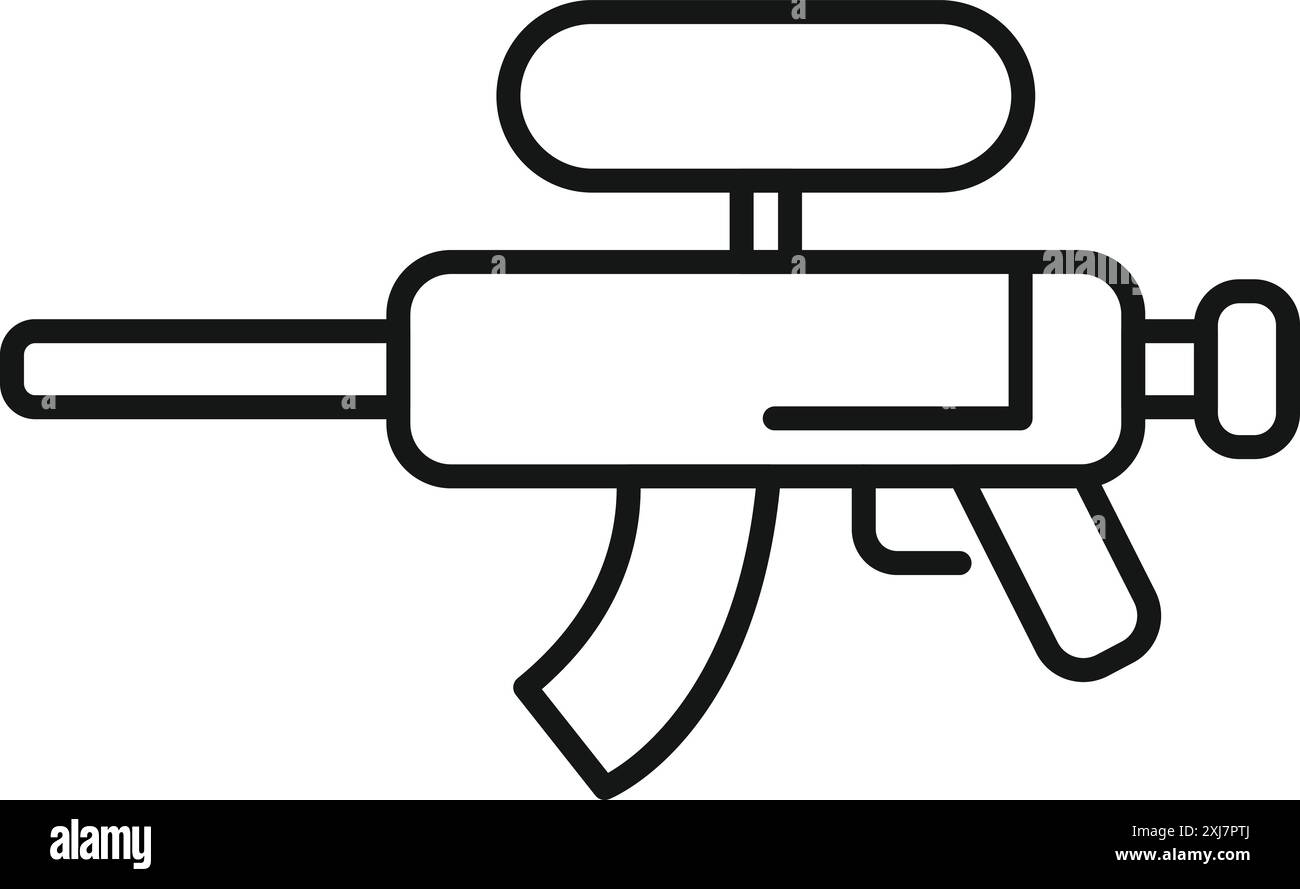 Icona della line art di una pistola tracciafile paintball, perfetta per rappresentare lo sport del paintball Illustrazione Vettoriale