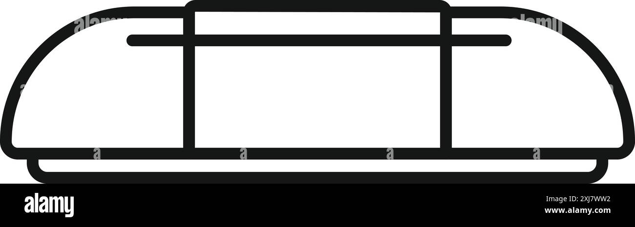 Semplice icona in bianco e nero di un treno monorotaia che viaggia su un unico treno Illustrazione Vettoriale