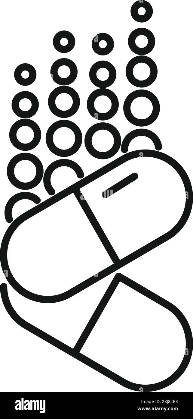 Aprire la capsula medica che rilascia molti piccoli nanobot, combattendo la malattia a un livello microscopico Illustrazione Vettoriale