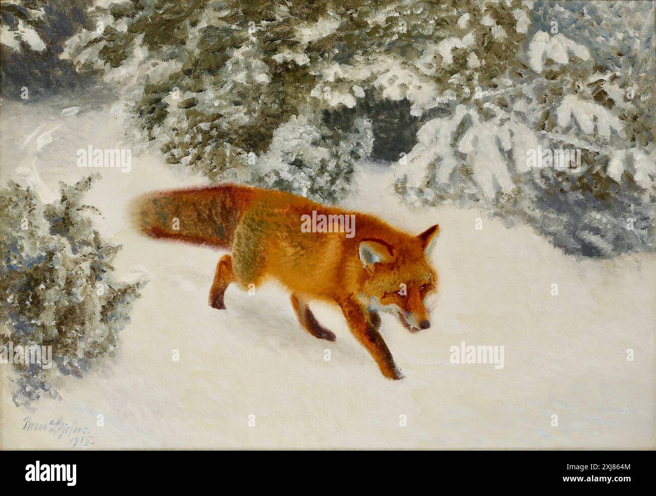 Bruno Liljefors - Fox in Winter Landscape - 1915 Foto Stock