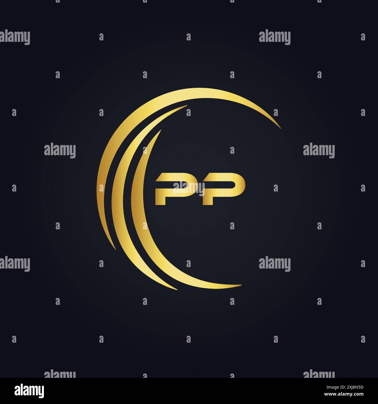 Logo PP. P P design. Lettera PP bianca. Logo PP, P P Letter. Logo P Letter in ORO, LOGO GOLDEN, TRE, stile. logo letter impostato in una sola ar Illustrazione Vettoriale