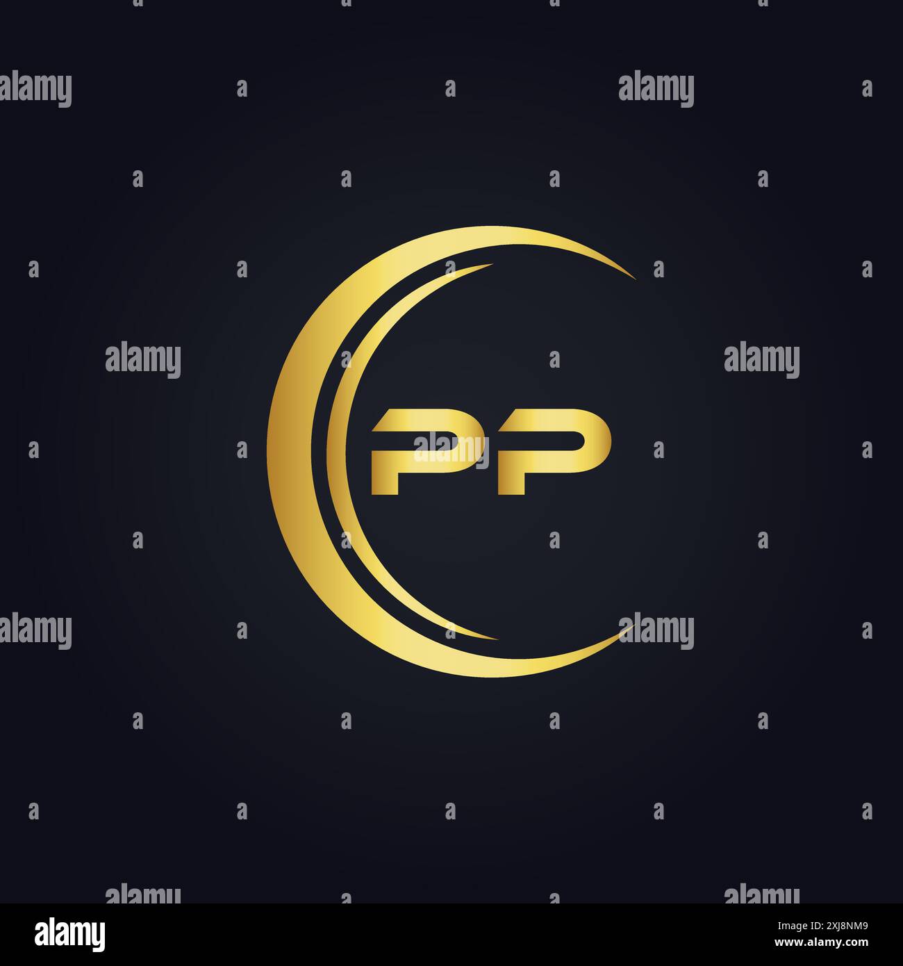 Logo PP. P P design. Lettera PP bianca. Logo PP, P P Letter. Logo P Letter in ORO, LOGO GOLDEN, TRE, stile. logo letter impostato in una sola ar Illustrazione Vettoriale