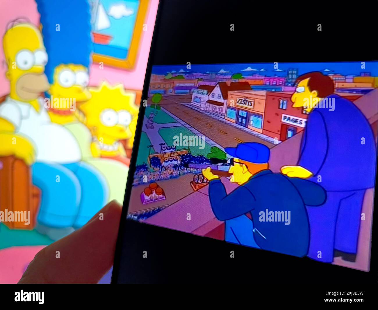 SUQIAN, CINA - 17 LUGLIO 2024 - serie di cartoni animati i Simpson è rimosso, Suqian, provincia di Jiangsu, Cina, 17 luglio, 2024. Foto Stock