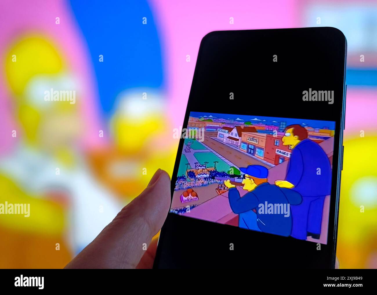 SUQIAN, CINA - 17 LUGLIO 2024 - serie di cartoni animati i Simpson è rimosso, Suqian, provincia di Jiangsu, Cina, 17 luglio, 2024. Foto Stock