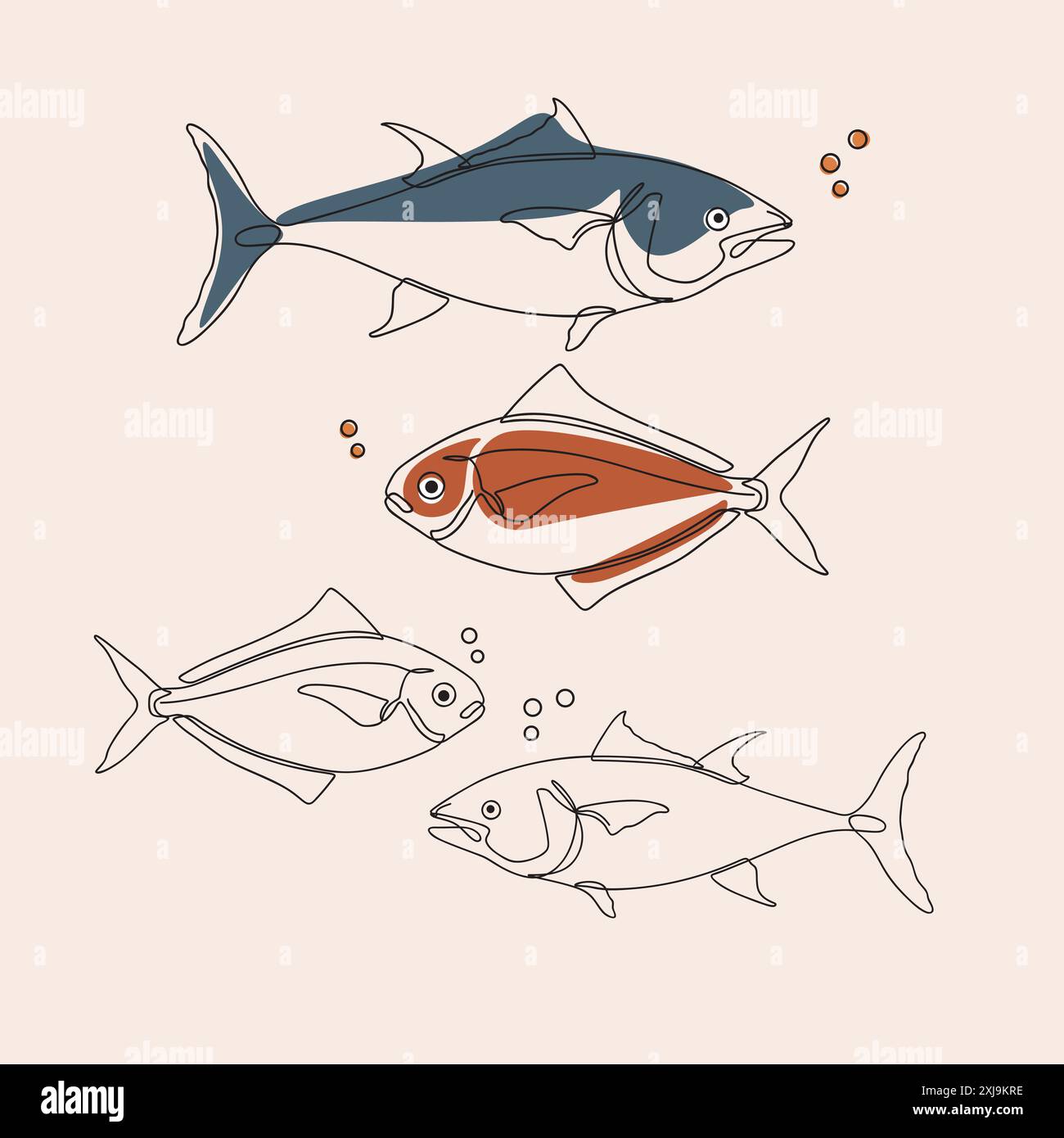Vivace illustrazione di un pesce di acqua salata che nuota nell'oceano Illustrazione Vettoriale