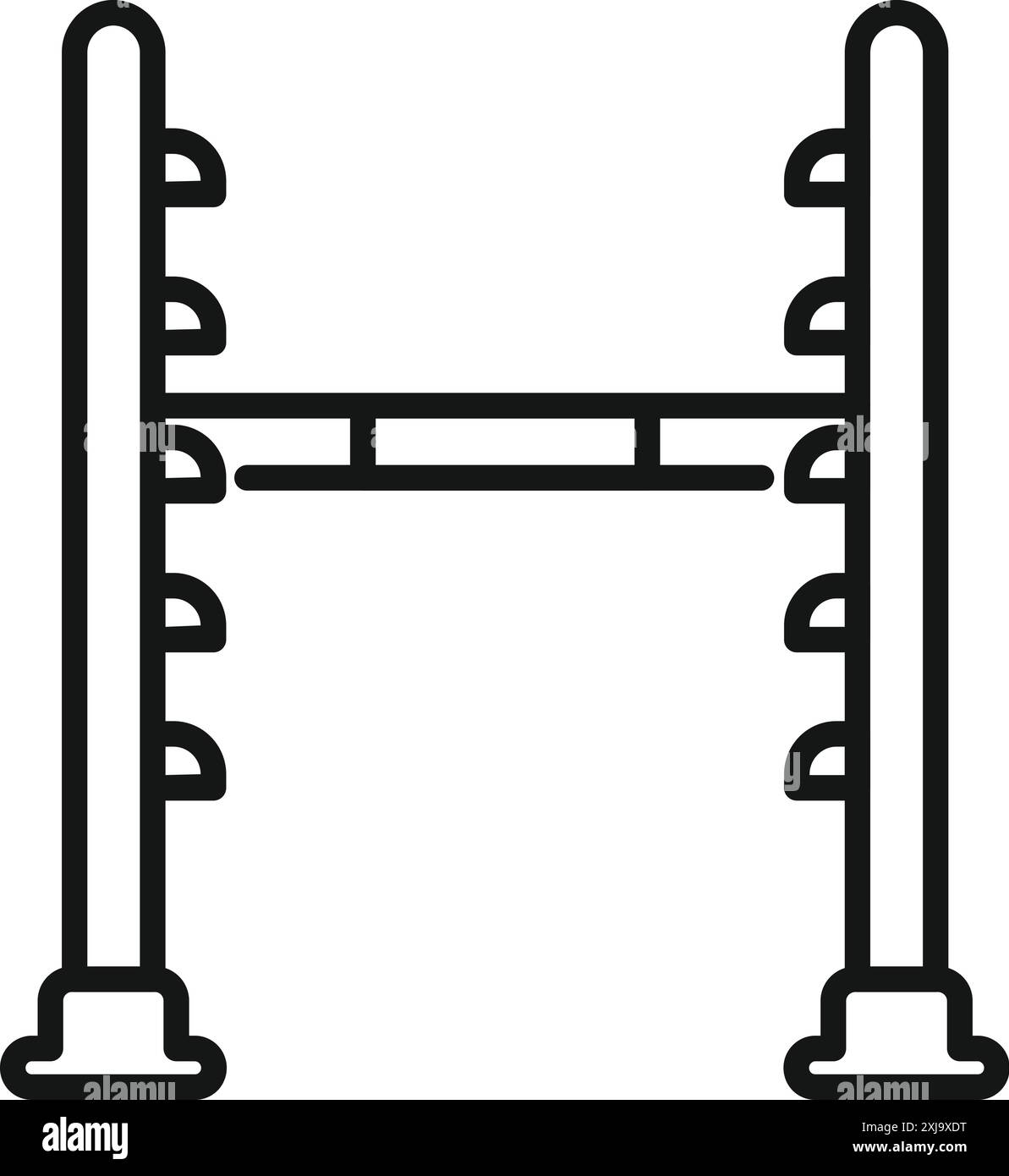 La barra estraibile regolabile consente varie posizioni di presa per un allenamento completo della parte superiore del corpo, favorendo il fitness e l'allenamento di forza Illustrazione Vettoriale