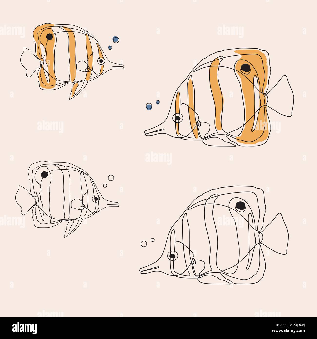 Vivace illustrazione di un pesce di acqua salata che nuota nell'oceano Illustrazione Vettoriale