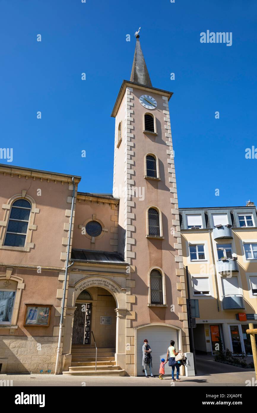 Europa, Lussemburgo, Esch-sur-Alzette, Chiesa riformata protestante (Administration vun der Protestantesch Reforméirter Kirch vu Lëtzebuerg) Foto Stock