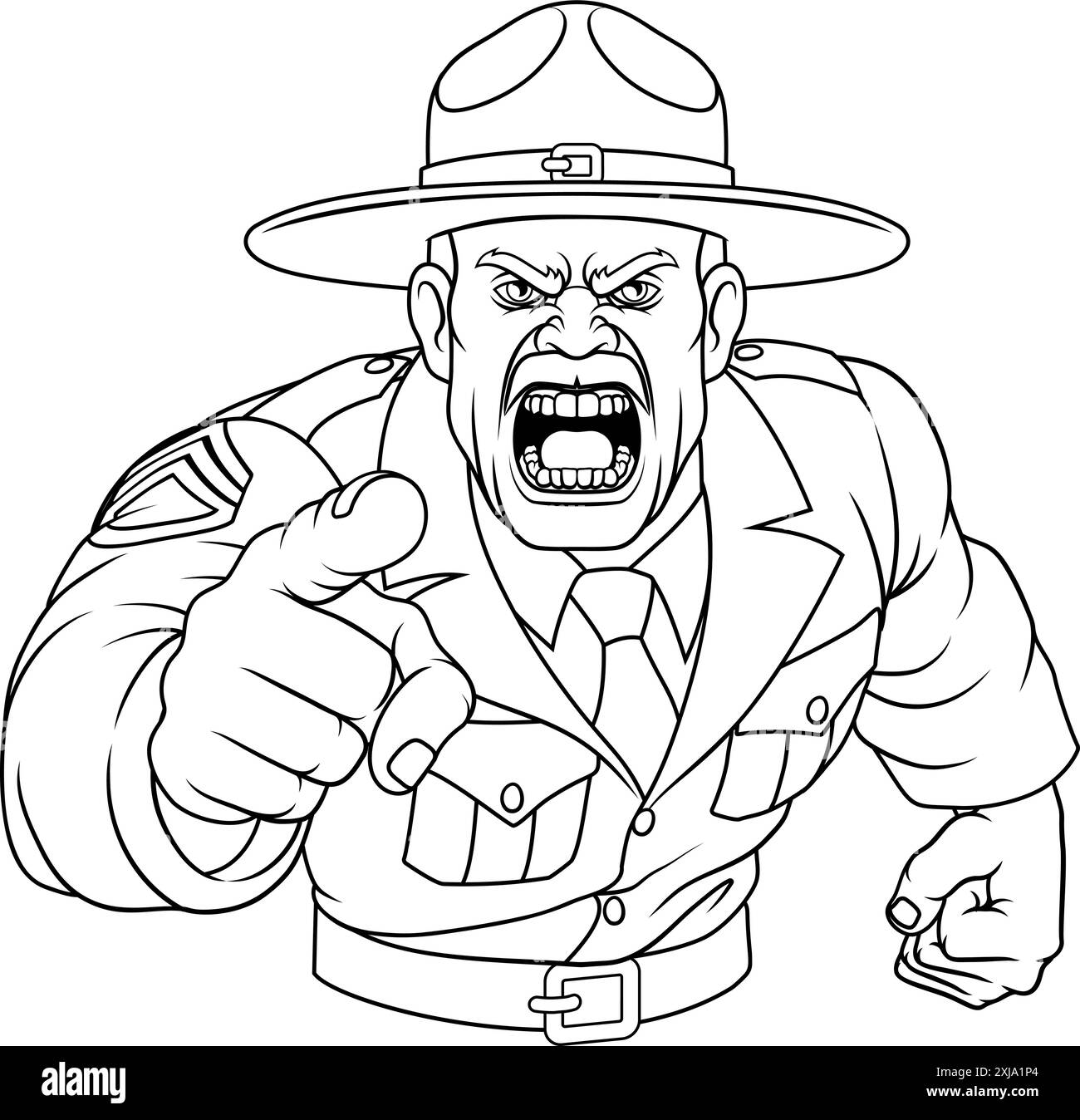 Istruttore di esercitazione sergente Bootcamp soldato dell'esercito Illustrazione Vettoriale