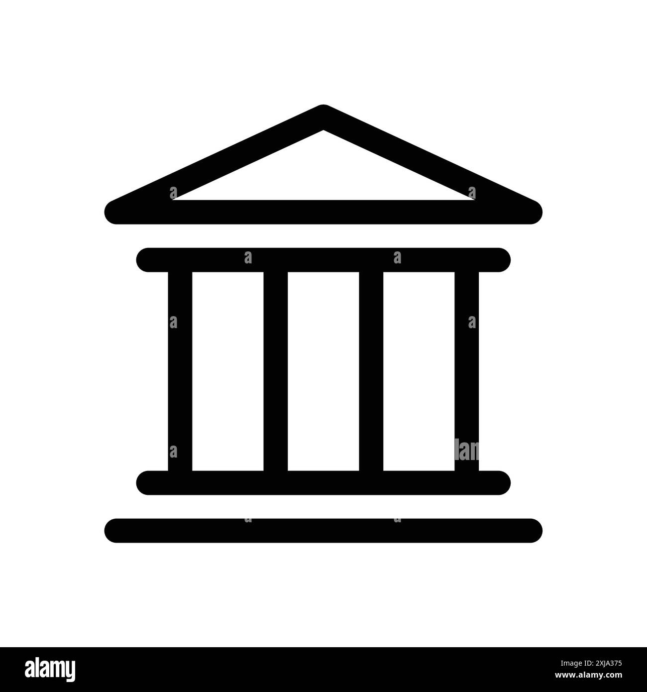 Icona Banca impostata in stile contorno linea sottile e segno vettoriale lineare Illustrazione Vettoriale