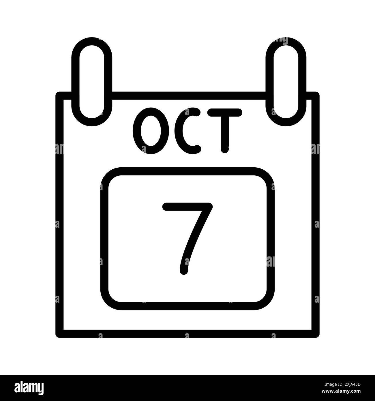 7 icona della data di ottobre impostata in stile contorno linea sottile e segno vettoriale lineare Illustrazione Vettoriale