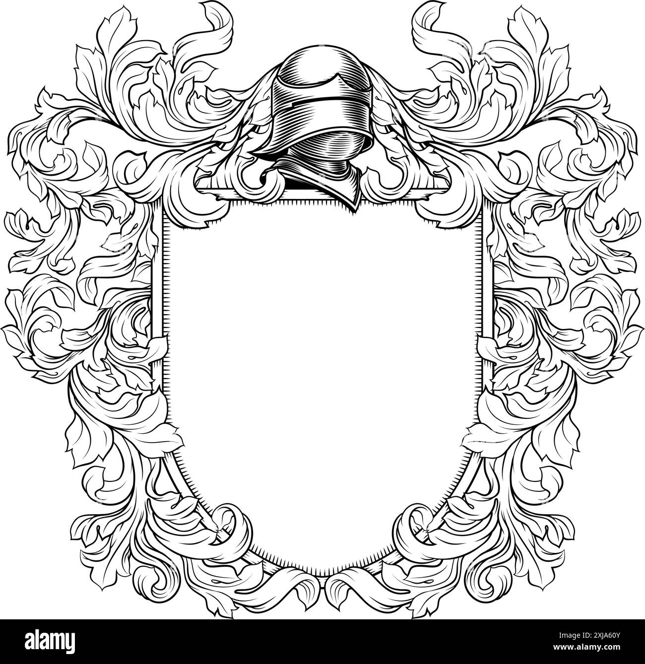 Cappotto d'armi Crest Knight Medieval Shield Heraldic Illustrazione Vettoriale