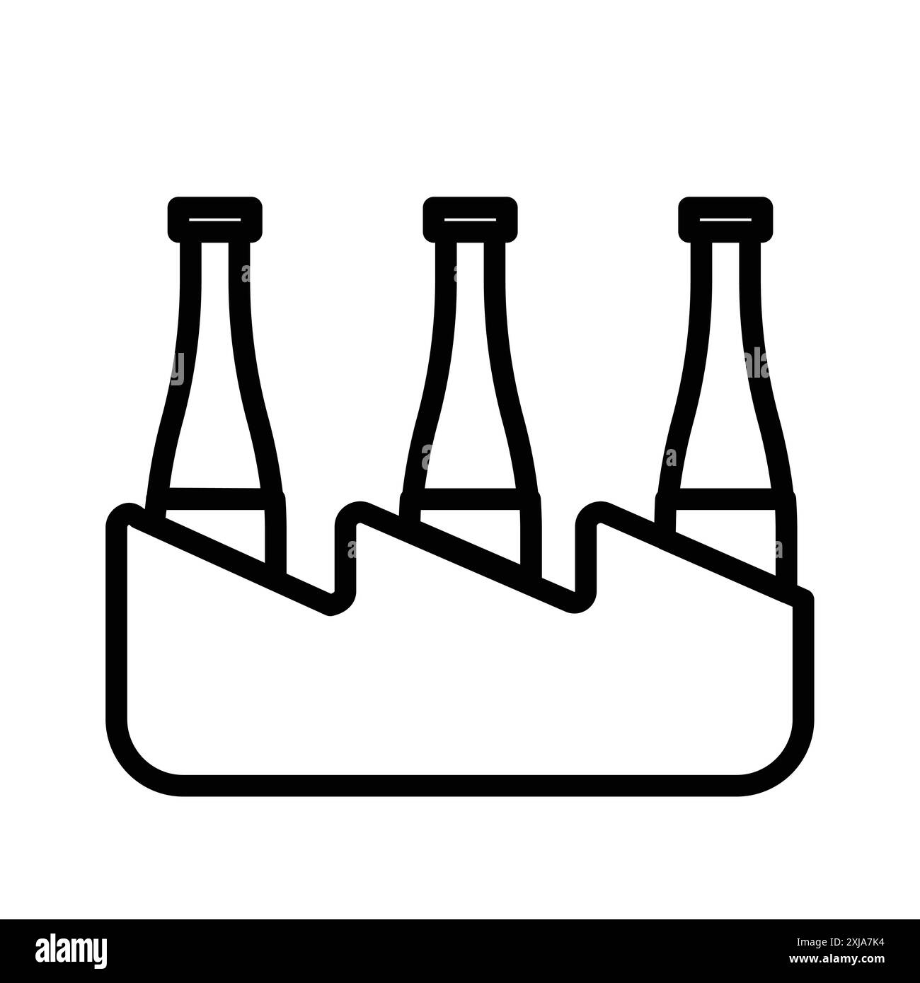 set di icone delle bottiglie di birra nel cestello con linee sottili e segno vettoriale lineare Illustrazione Vettoriale