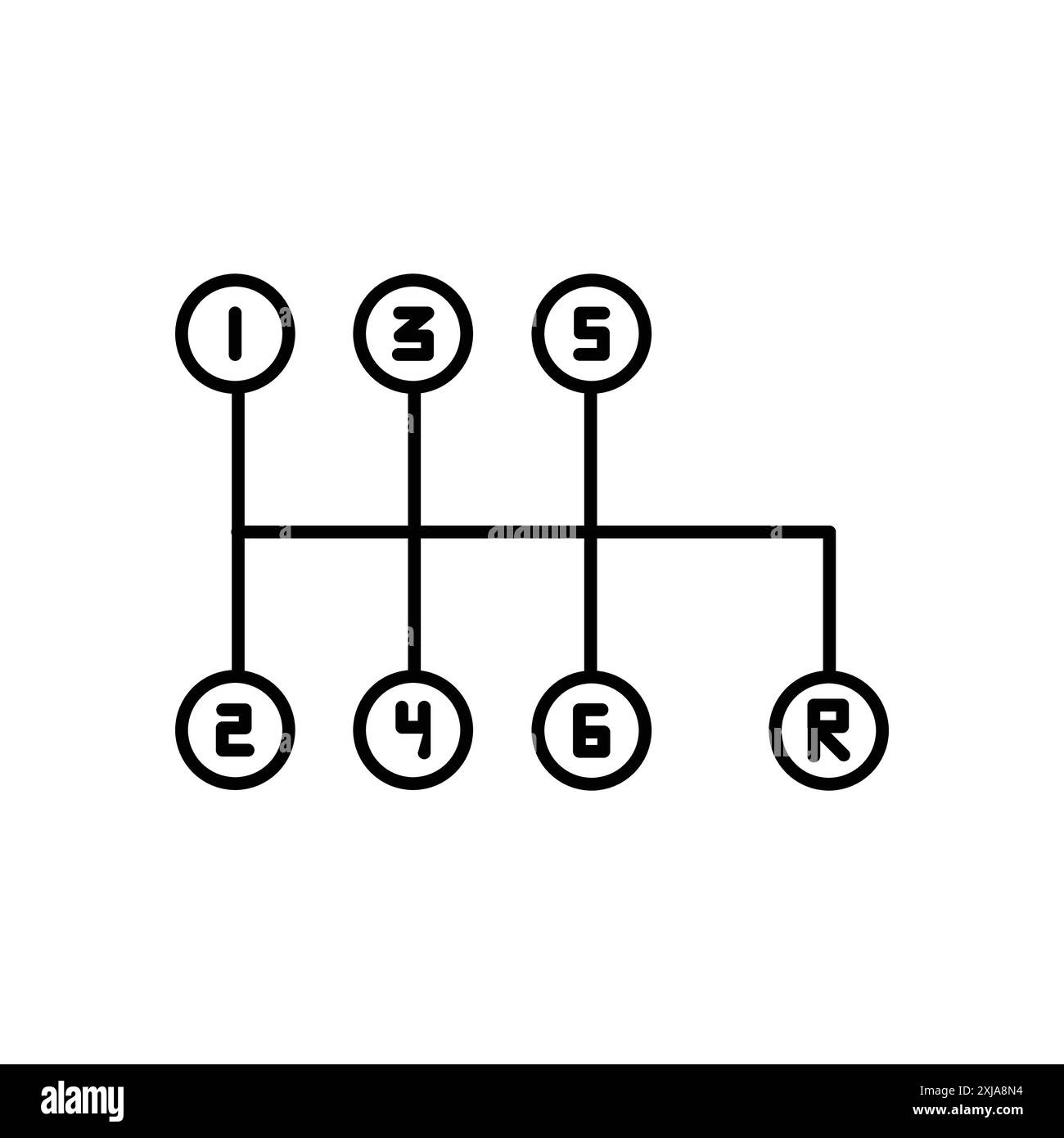 l'icona della leva del cambio manuale dell'auto è impostata con un profilo sottile e un segno vettoriale lineare Illustrazione Vettoriale