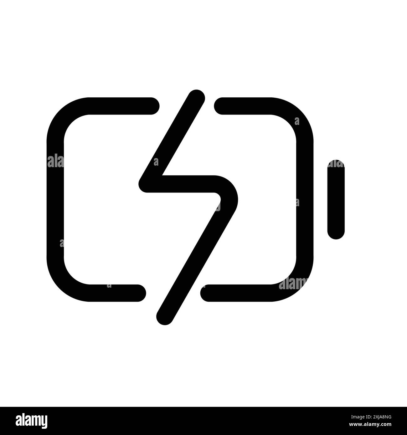 Icona di ricarica della batteria impostata con linee sottili e segno vettoriale lineare Illustrazione Vettoriale