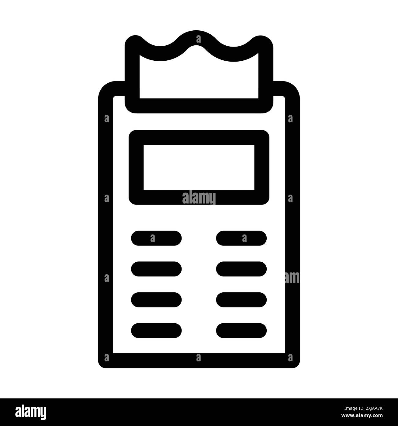 l'icona del terminale pos è impostata in uno stile di contorno sottile e in un segno vettoriale lineare Illustrazione Vettoriale