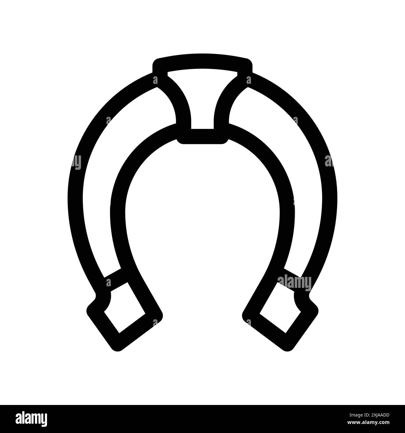 Icona a ferro di cavallo impostata con uno stile di contorno sottile e un segno vettoriale lineare Illustrazione Vettoriale