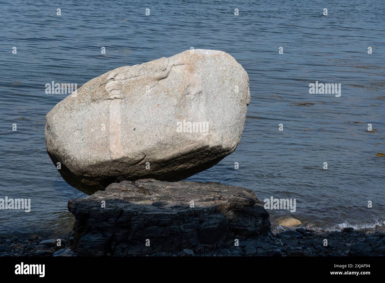 Balanced Rock a Bar Harbor, Maine Foto Stock