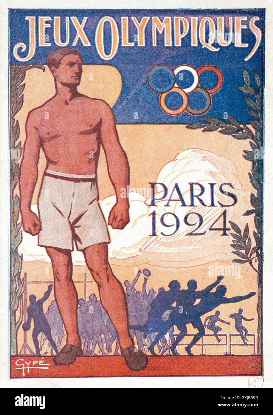 Vecchio poster francese - Jeux Olympizues Parigi 1924, Olimpiadi estive Parigi 1924 Foto Stock