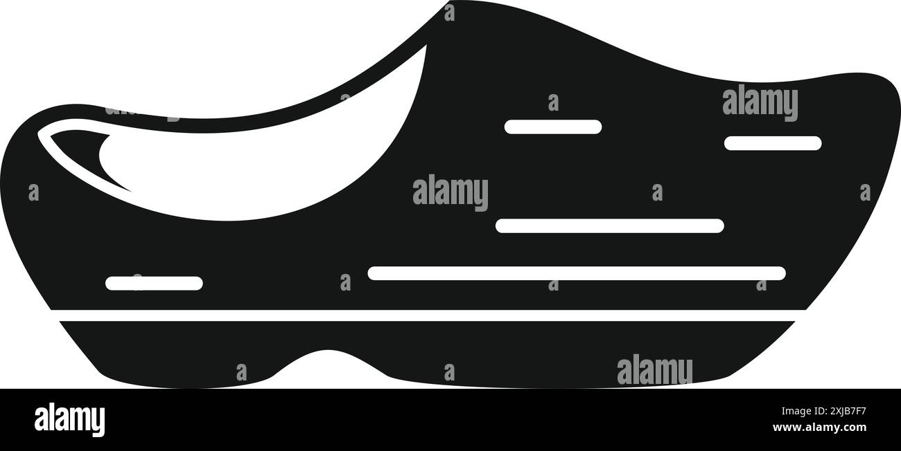 Icona di glifo nero che rappresenta un paio di zoccoli olandesi, calzature tradizionali olandesi, note per le loro caratteristiche suole in legno Illustrazione Vettoriale