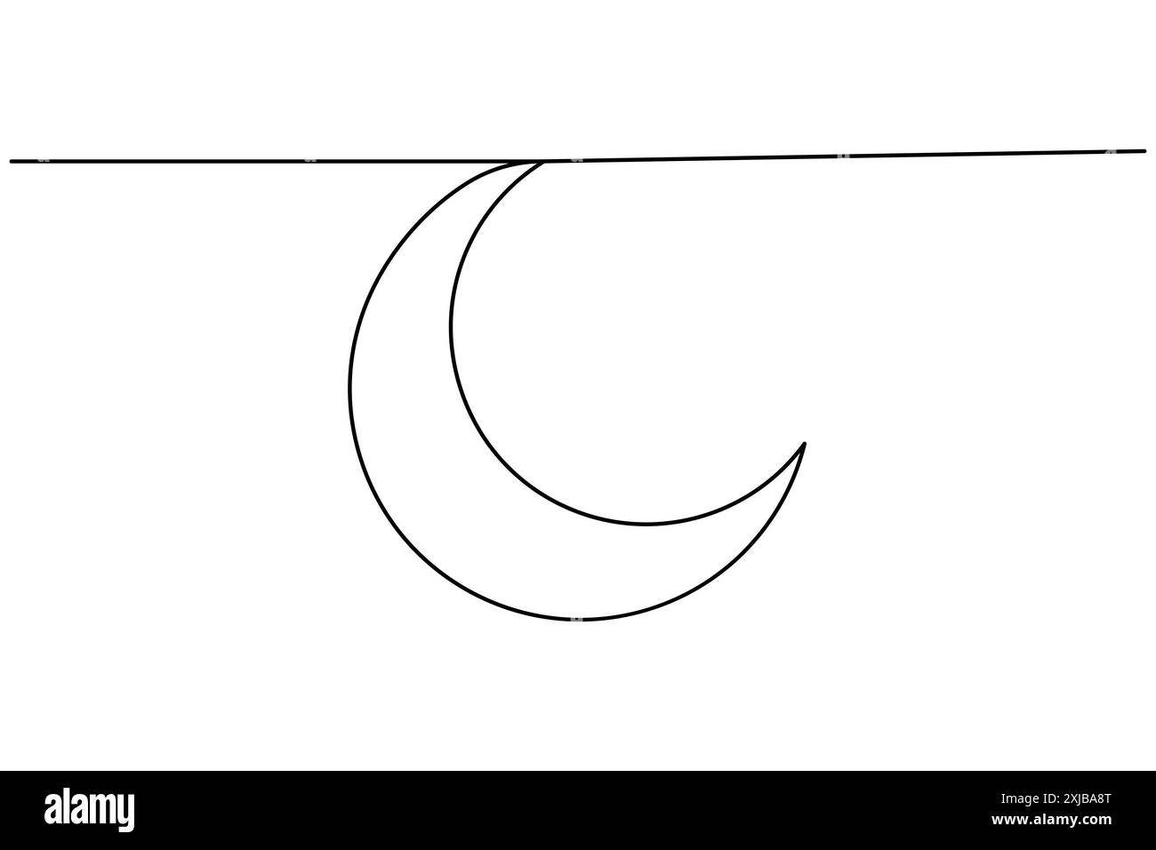 Disegno continuo della luna su una linea dell'icona vettoriale del contorno della luna Illustrazione Vettoriale