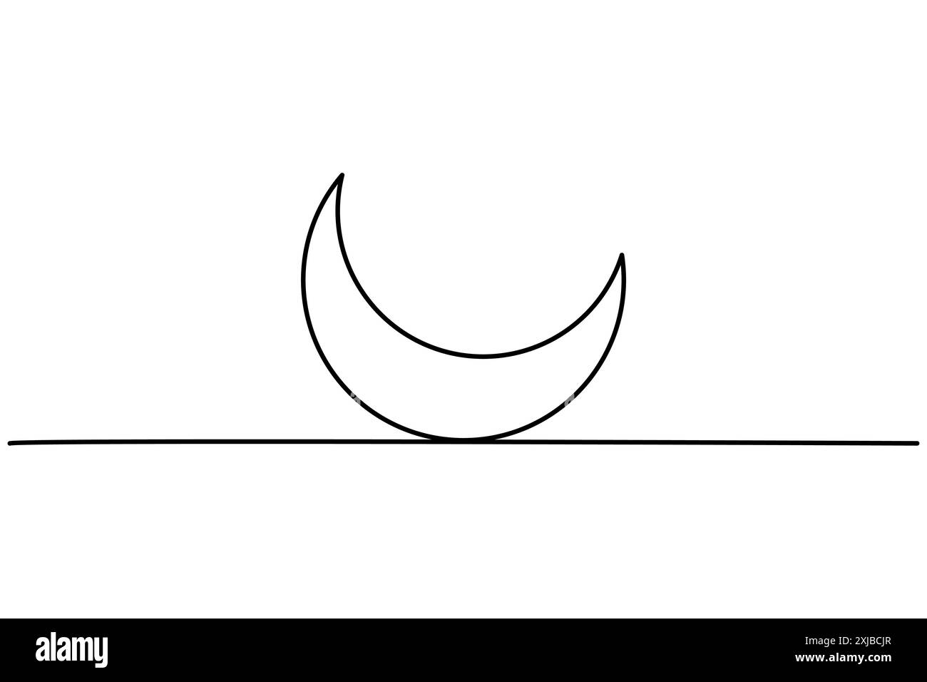 Disegno continuo della luna su una linea dell'icona vettoriale del contorno della luna Illustrazione Vettoriale