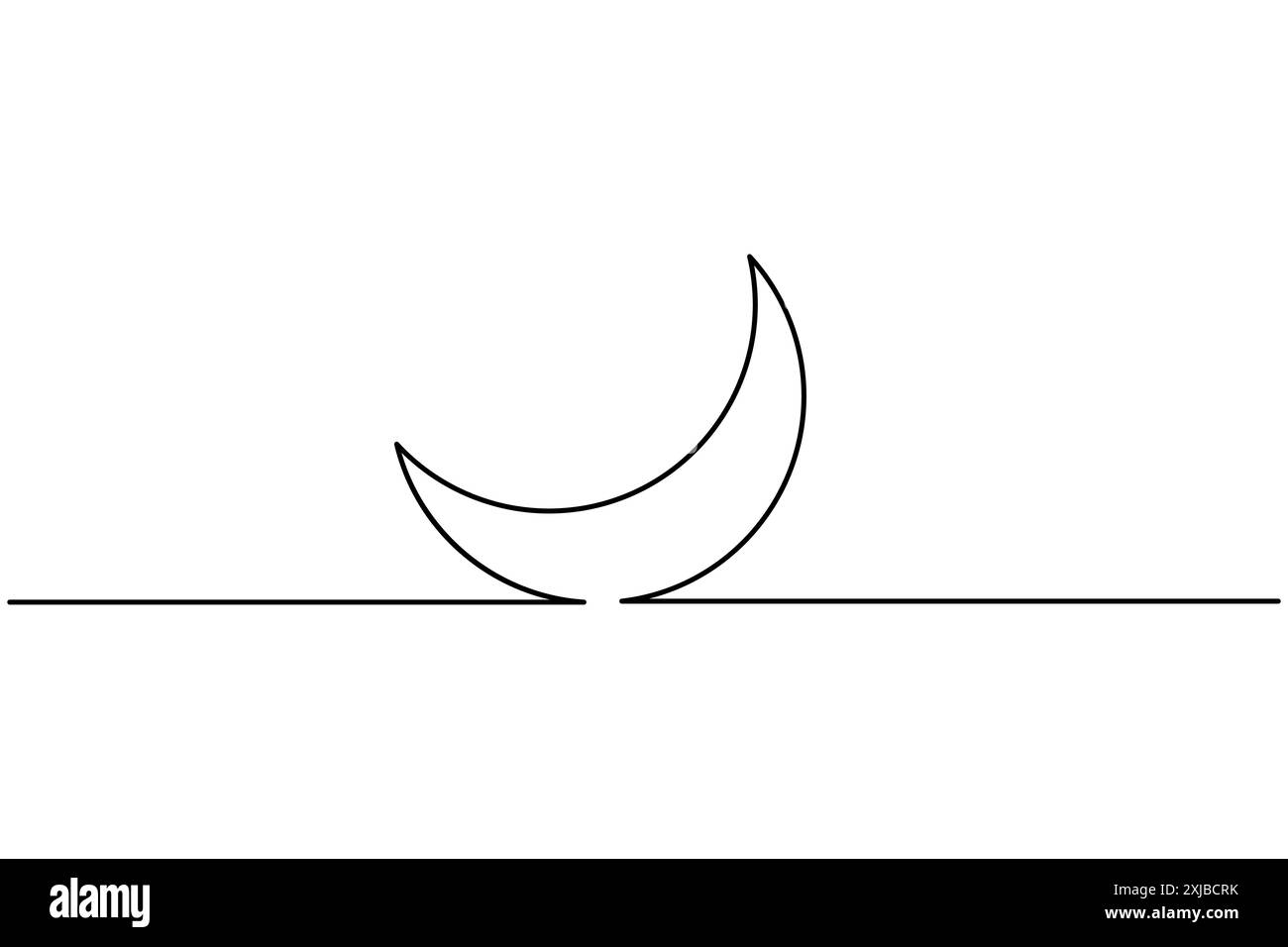 Disegno continuo della luna su una linea dell'icona vettoriale del contorno della luna Illustrazione Vettoriale