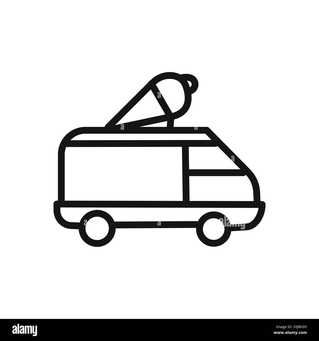 Icona di un furgone gelato, segno grafico vettoriale lineare o set di simboli per l'interfaccia utente dell'app Web Illustrazione Vettoriale