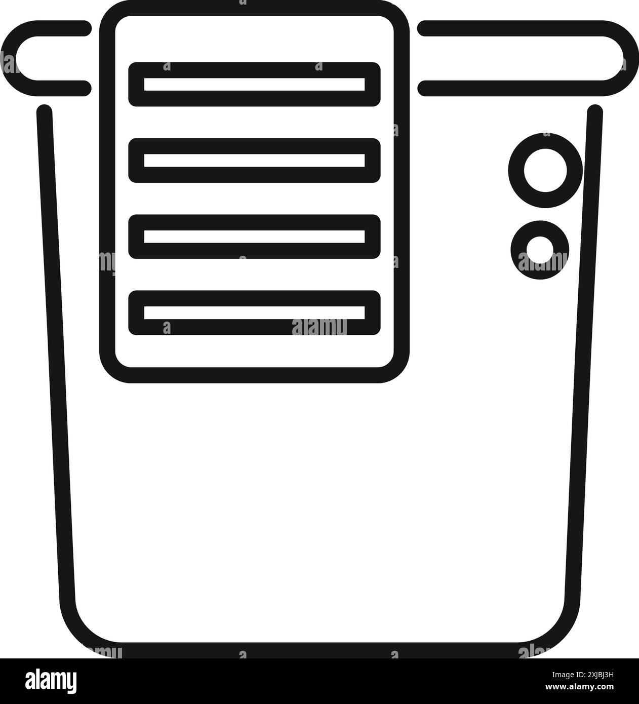 Semplice icona a forma di linea che rappresenta un condizionatore d'aria portatile, ideale per siti Web o applicazioni relative agli elettrodomestici o al controllo della climatizzazione Illustrazione Vettoriale