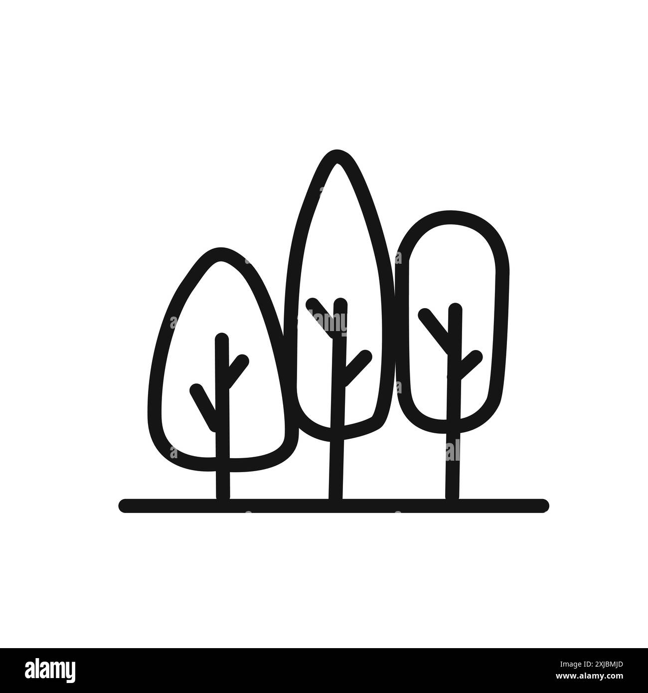 Icona foresta segno grafico vettoriale lineare o simbolo impostato per l'interfaccia utente dell'app Web Illustrazione Vettoriale