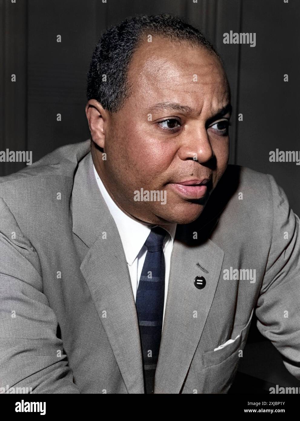James Farmer, attivista americano per i diritti civili, ritratto testa e spalle, Walter Albertin, New York World-Telegram e The Sun Newspaper Photograph Collection, 1963 Foto Stock