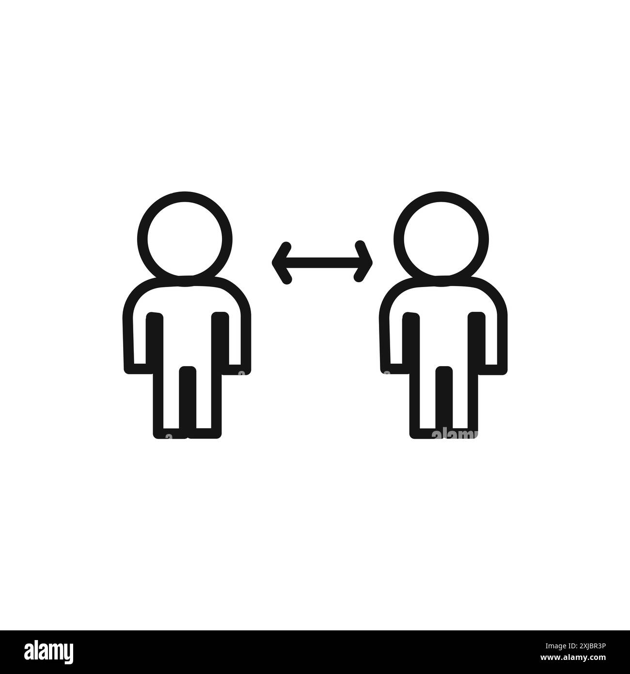 Distanziamento sociale icona seduta segno grafico vettoriale lineare o set di simboli per l'interfaccia utente dell'app Web Illustrazione Vettoriale