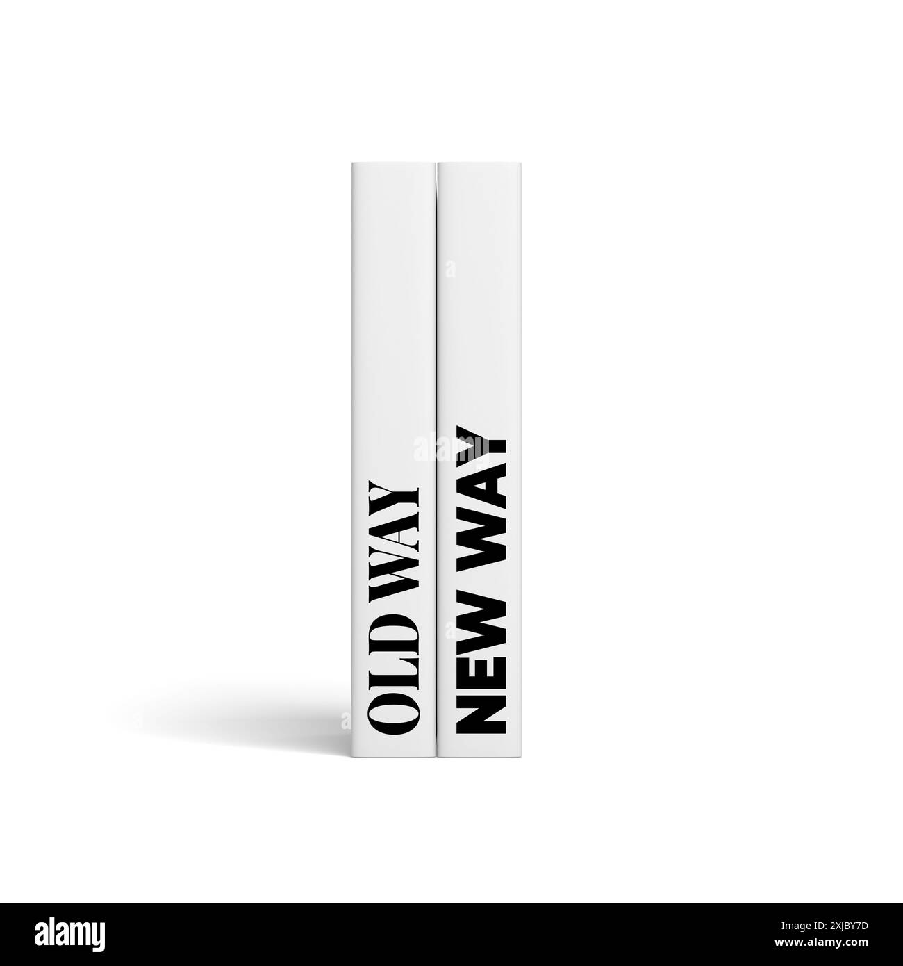 Un modo nuovo e vecchio. Due libri. Isolato. illustrazione 3d. Foto Stock