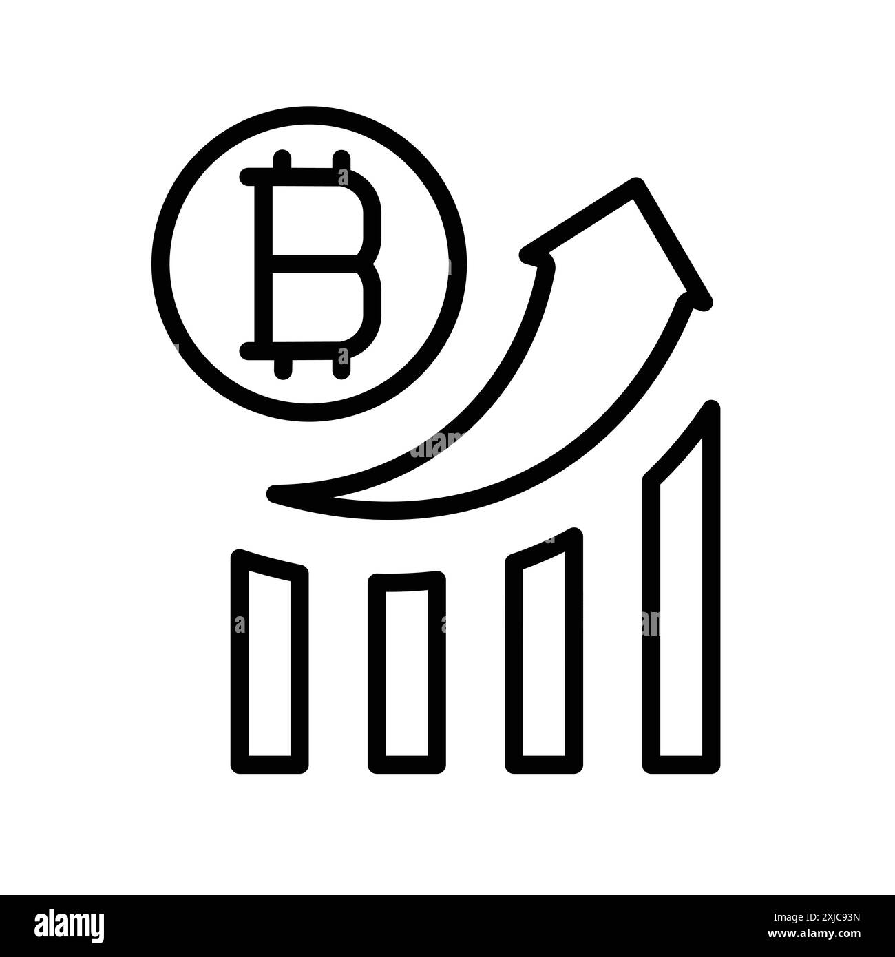 Bitcoin Evolution Icon Flat Set in bianco e nero contorno vettoriale Illustrazione Vettoriale