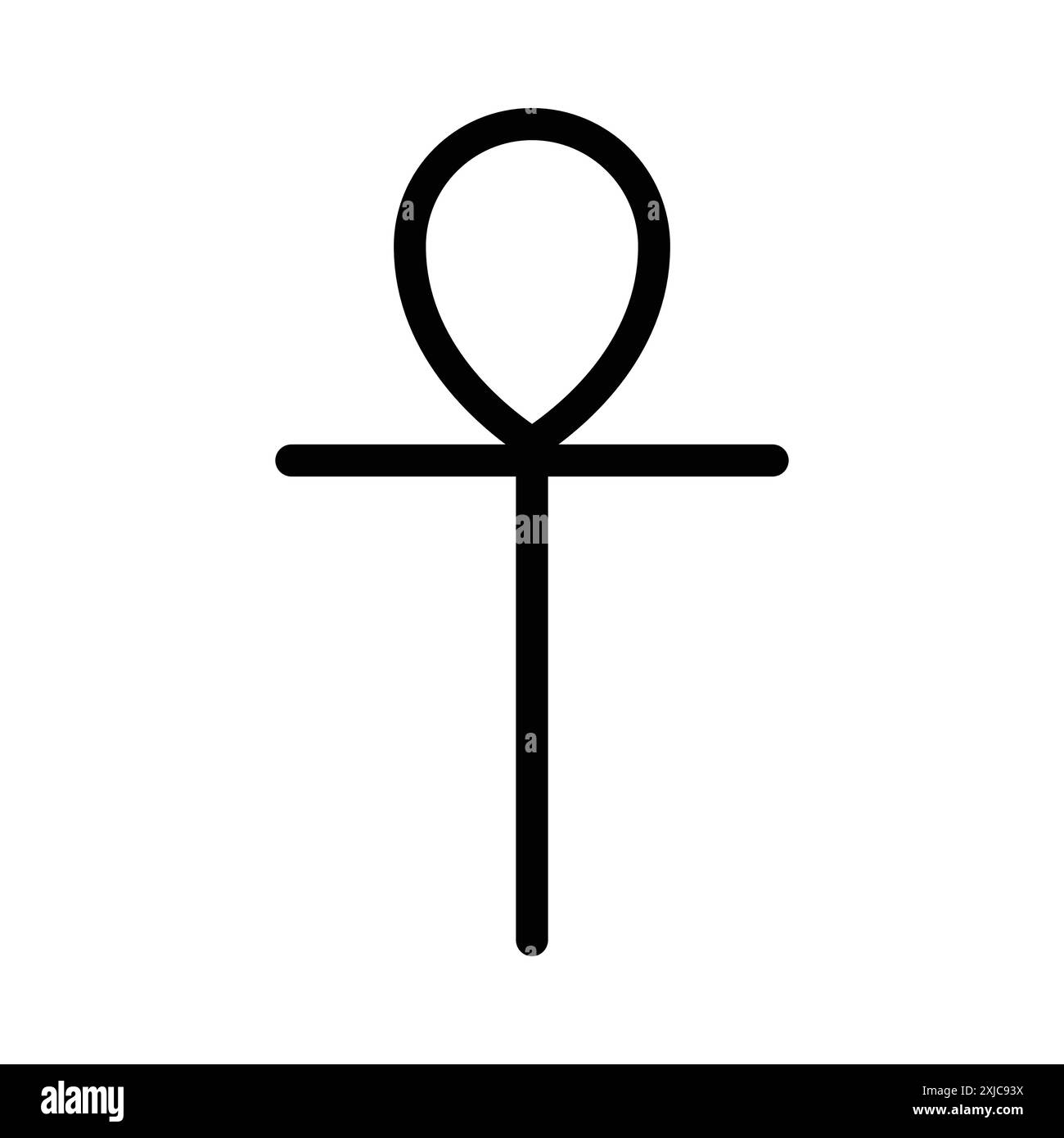 Icona Ankh Flat impostata in bianco e nero con vettore di contorno Illustrazione Vettoriale