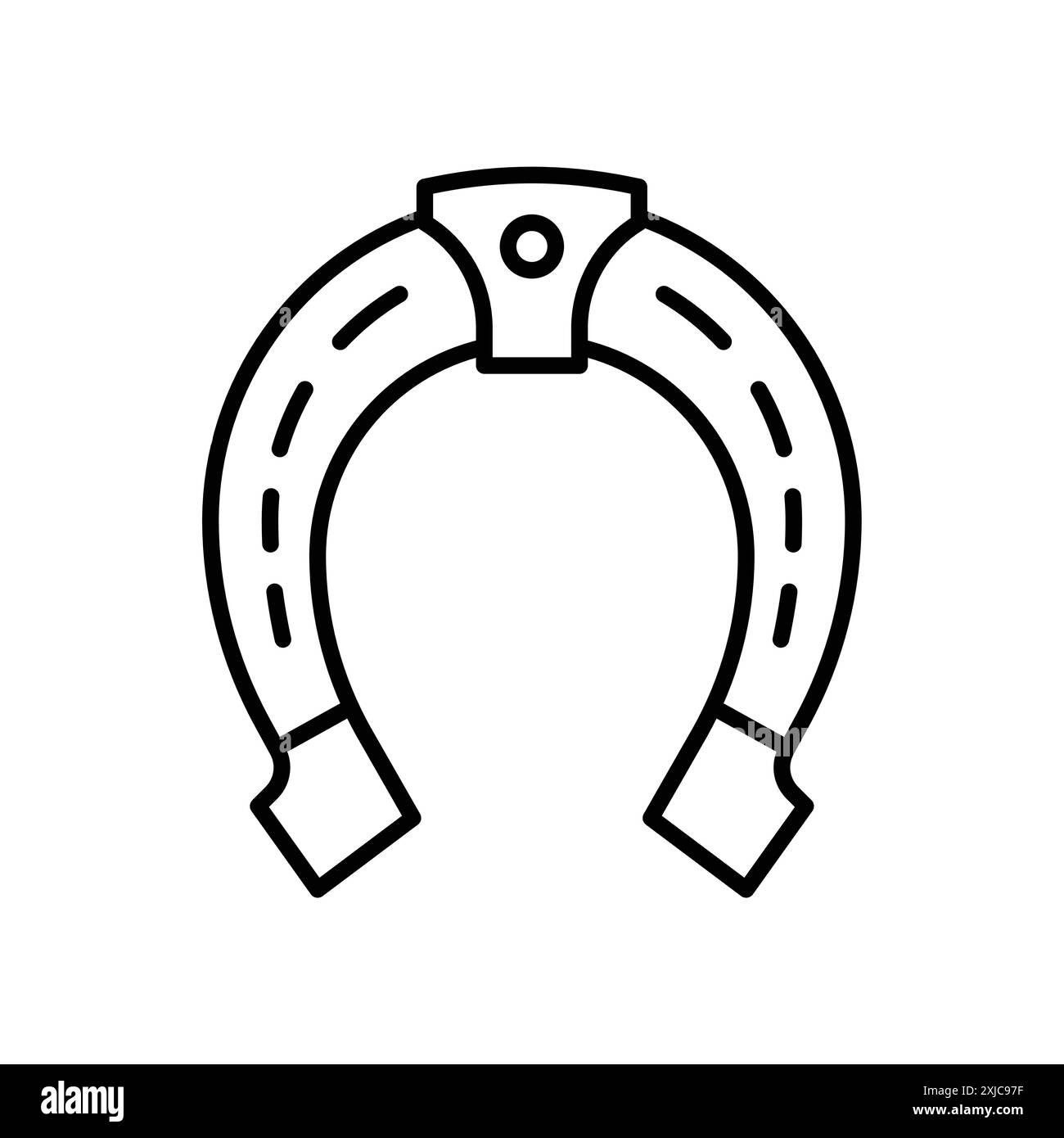 Set piatto Icon a ferro di cavallo in bianco e nero con contorno vettoriale Illustrazione Vettoriale