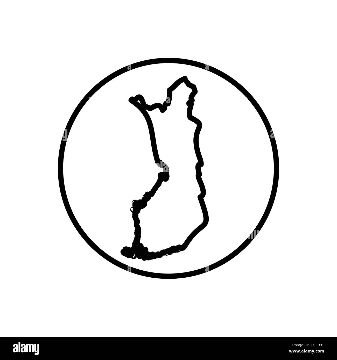 mappa della Finlandia Icon Flat Set in bianco e nero contorno vettoriale Illustrazione Vettoriale