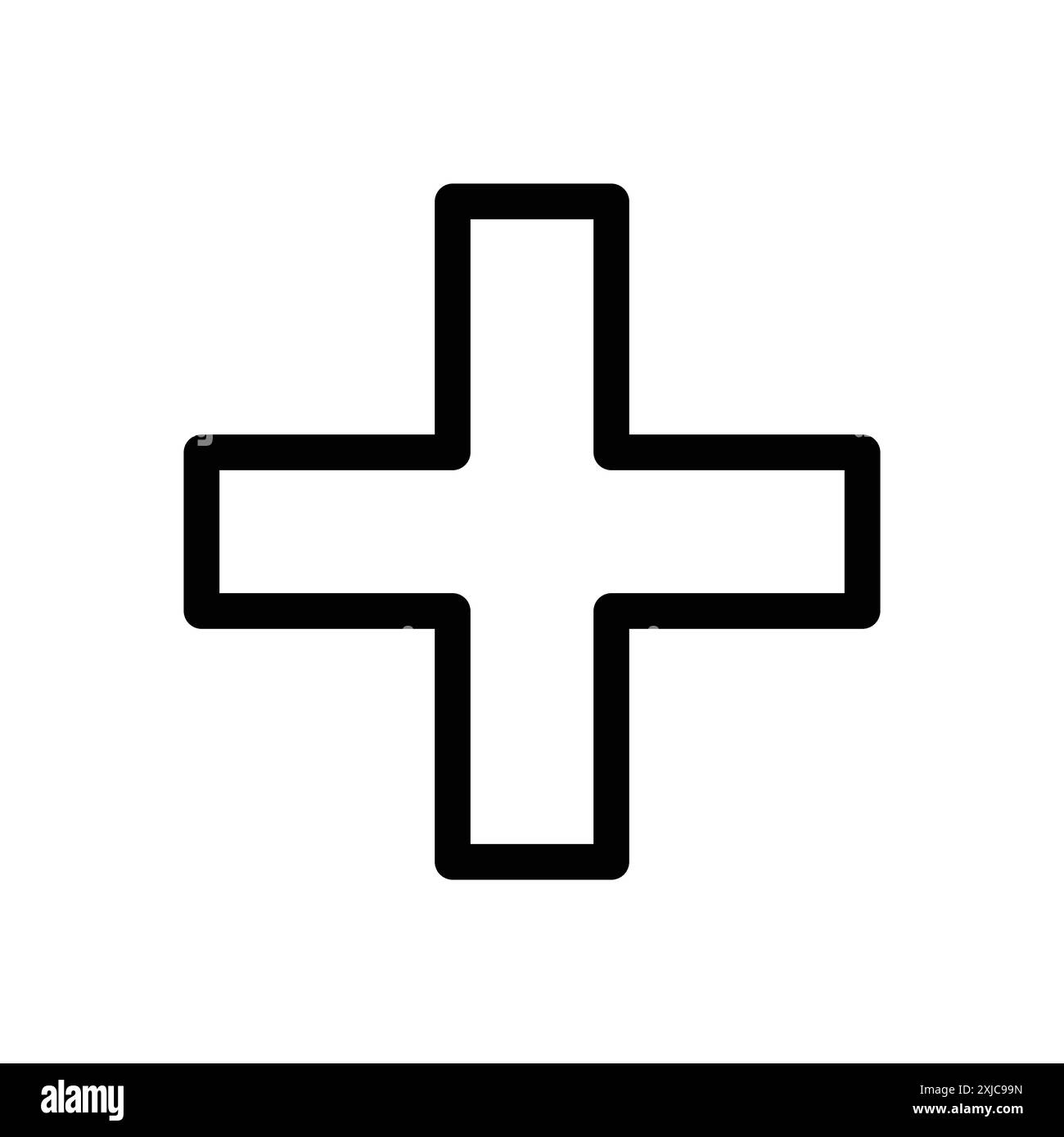 Aggiungi set di icone piatte in bianco e nero con vettore di contorno Illustrazione Vettoriale