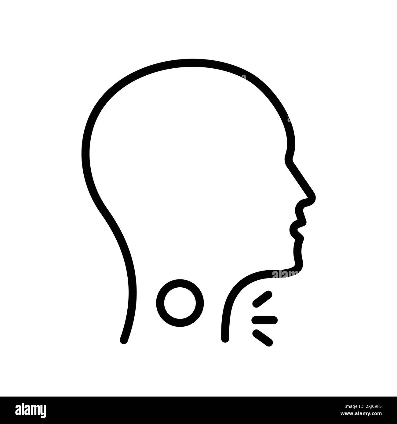 Icona mal di gola Set piatto in bianco e nero contorno vettoriale Illustrazione Vettoriale