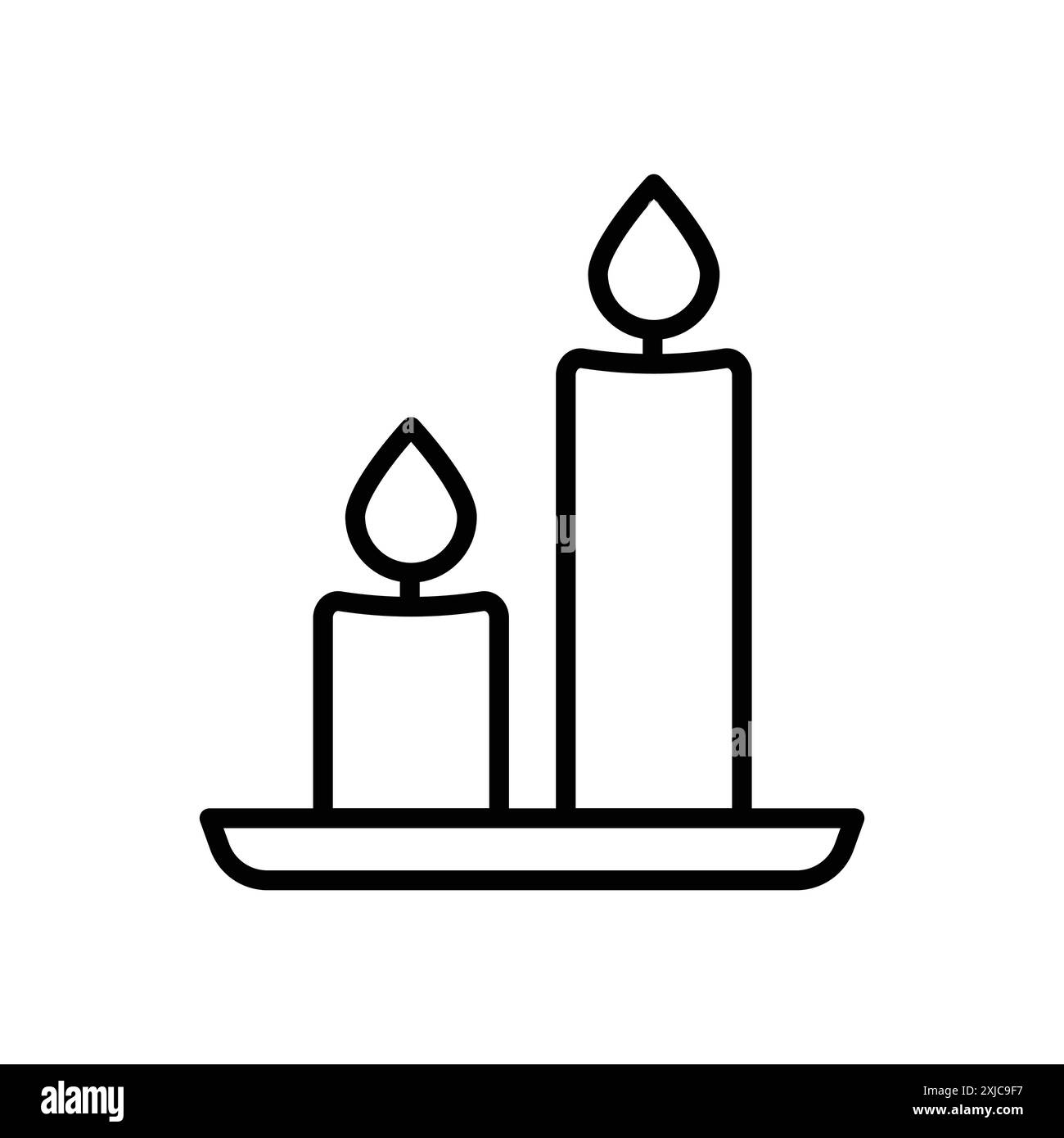 Set Shabbat Candles Icon Flat in bianco e nero con contorno vettoriale Illustrazione Vettoriale