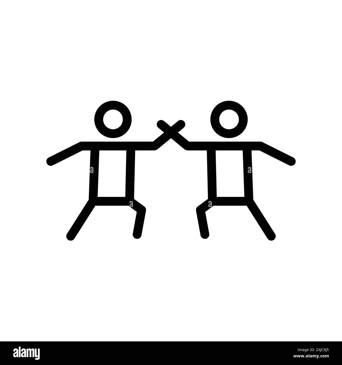 karate Icon Flat Set in bianco e nero con contorno vettoriale Illustrazione Vettoriale