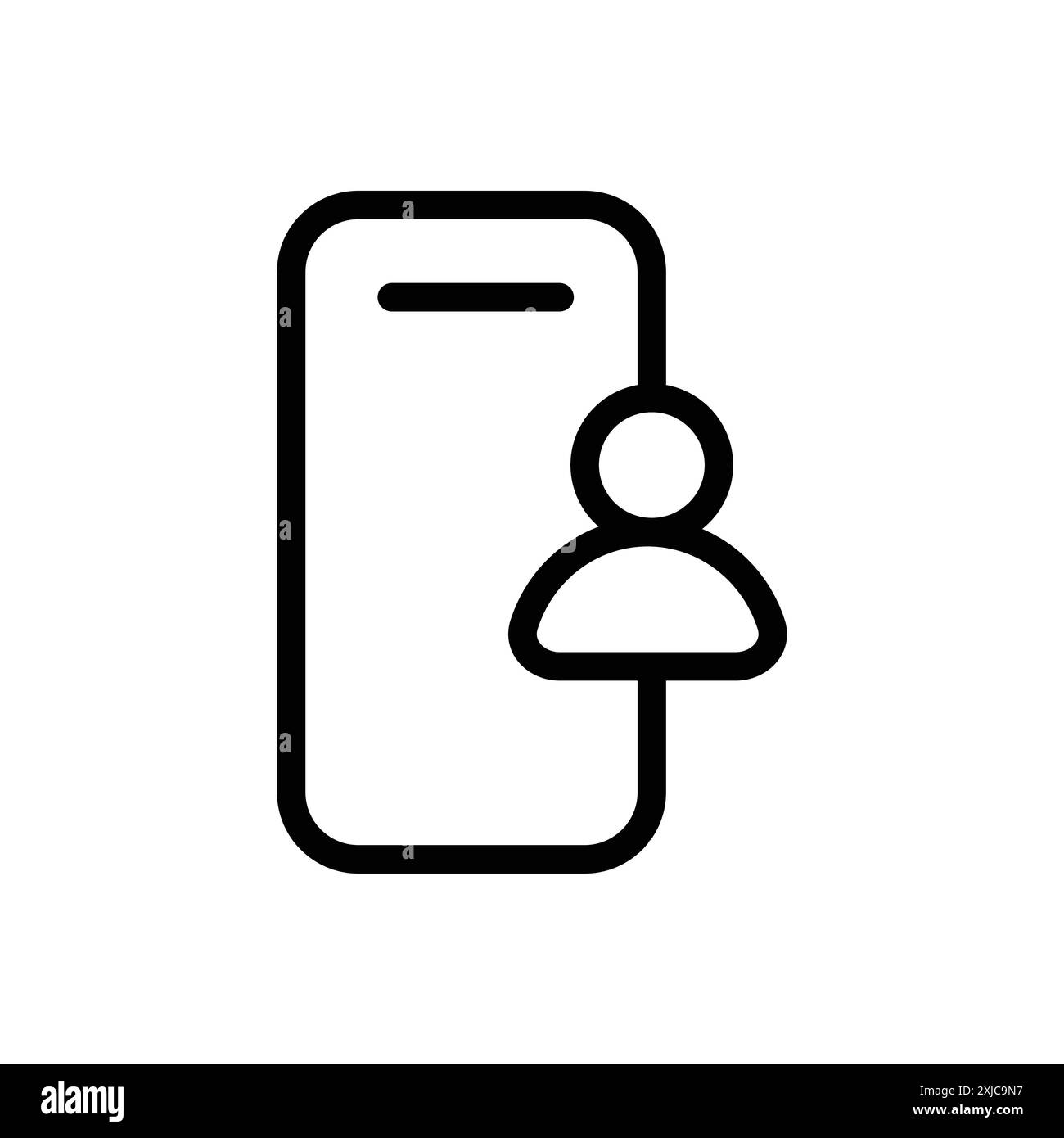 Icona utente mobile Set piatto in bianco e nero vettoriale di contorno Illustrazione Vettoriale