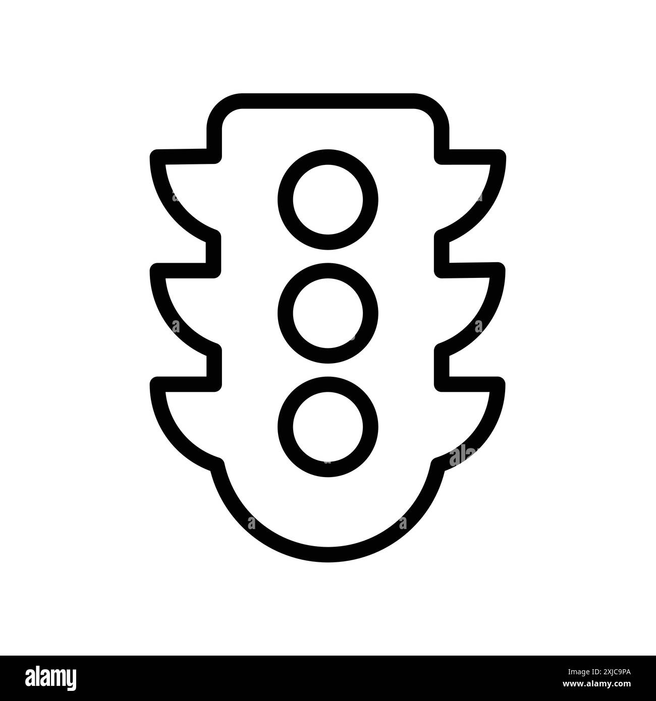 Icona del semaforo Flat Set in bianco e nero vettoriale del contorno Illustrazione Vettoriale