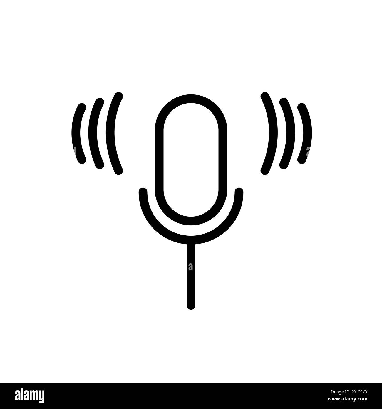 Icona podcast Flat Set in bianco e nero contorno vettoriale Illustrazione Vettoriale