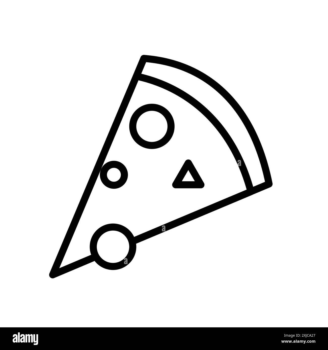 Fetta di pizza icona Flat Set in bianco e nero contorno vettoriale Illustrazione Vettoriale