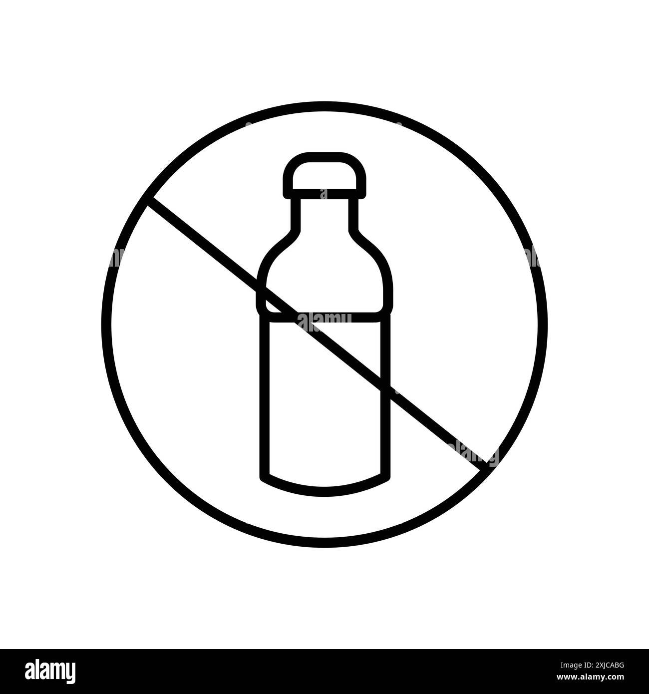 Icona senza flacone in plastica Set piatto in bianco e nero contorno vettoriale Illustrazione Vettoriale