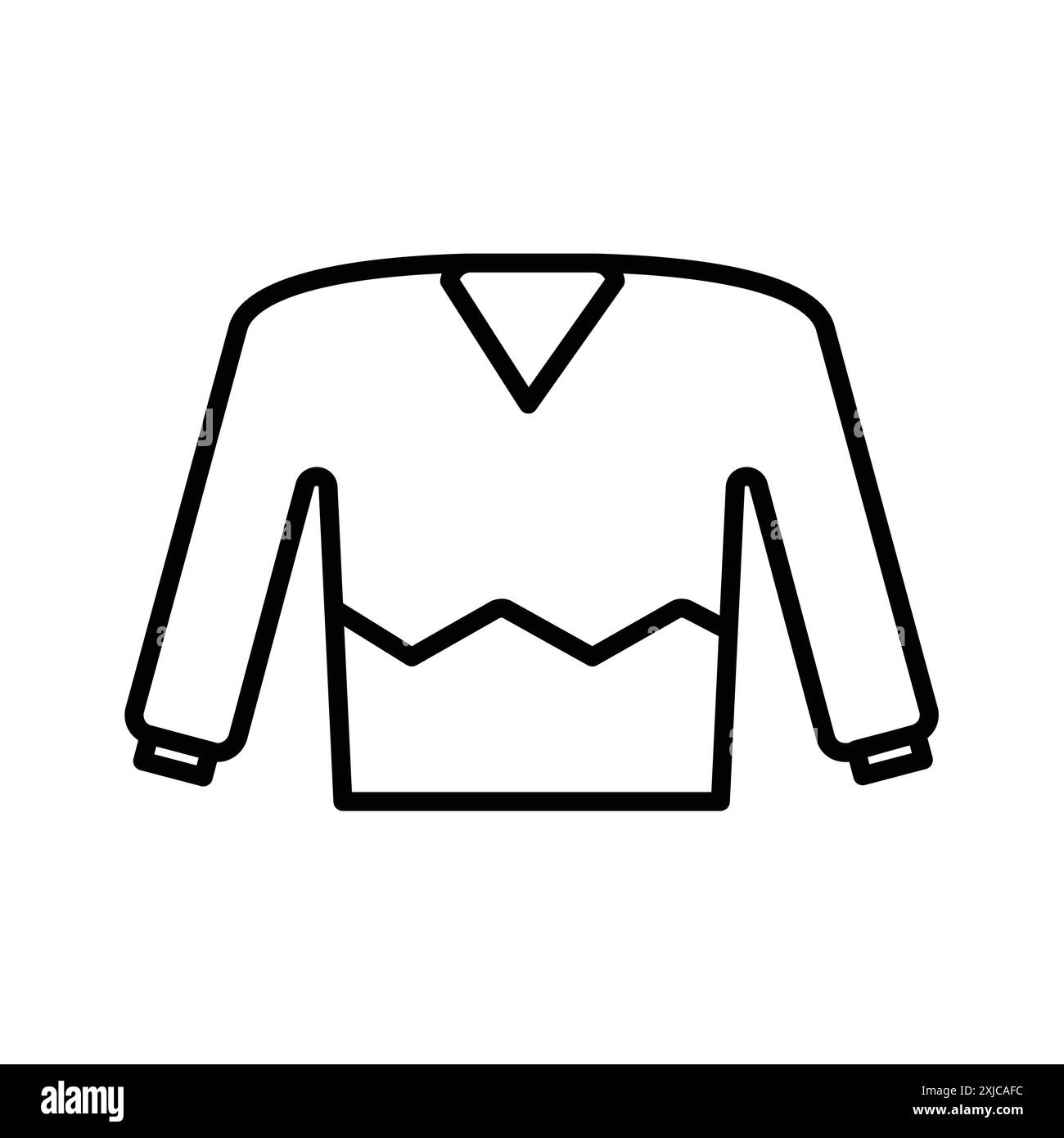 Icona maglione Flat in bianco e nero contorno vettoriale Illustrazione Vettoriale